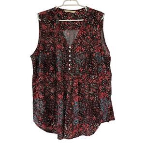 Wayward Fancies EShakti Pink Blue Floral Boho Sleeveless Blouse Top Size 3X 24W